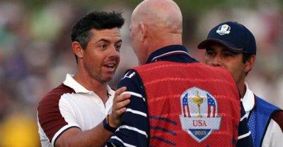 Europe four points from Ryder Cup victory as Rory McIlroy involved in angry row