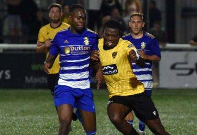 Maidstone United - Craig Tucker - George Elokobi - Gallagher Stadium - Maidstone United manager George Elokobi calls on his side to follow Aveley’s example after 1-0 defeat at the Gallagher Stadium - kentonline.co.uk