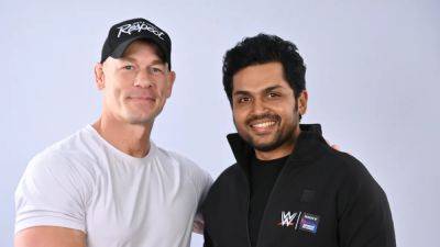 Drew Macintyre - Sami Zayn - Kevin Owens - John Cena - Star - John Cena Meets Tamil Star Karthi Ahead of WWE Superstar Spectacle - Pics - sports.ndtv.com - India