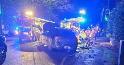 BREAKING: Man cut free from car after three-vehicle smash as emergency services close road