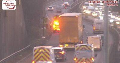 Heavy traffic on A470 after crash leaves it partially blocked both ways