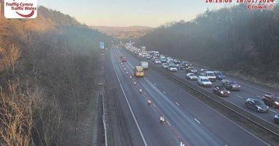 Heavy traffic caused after car leaves carriageway on M4