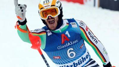 German Linus Strasser fastest in Kitzbuehel slalom run, wins 1st race on childhood course