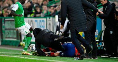 Todd Cantwell sent flying as Rangers star FLOORS Hibs boss Nick Montgomery and sends Philippe Clement into a rage