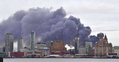 Plumes of smoke visible across Liverpool as huge fire breaks out