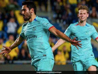 Robert Lewandowski - Ferran Torres - Ilkay Gundogan - Late Ilkay Gundogan Penalty Keeps Barcelona Title Defence Alive At Las Palmas - sports.ndtv.com