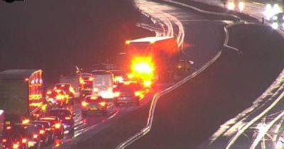 Multiple vehicles and lorry involved in crash that blocked major road