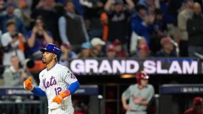 Philadelphia Phillies - Francisco Lindor - Brandon Nimmo - Bryce Harper - Pete Alonso - Kyle Schwarber - Edwin Diaz - Lindor grand slam helps Mets eliminate Phillies, advance to 1st NLCS since 2015 - cbc.ca - New York - Los Angeles - county San Diego