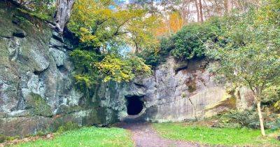 The lovely woodland walk with caves and wizard legend that kids adore near Manchester