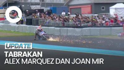 Marc Marquez - Alex Marquez - Joan Mir - Video Detik-detik Motor Alex Marquez Nyangkut di Motor Joan Mir - sport.detik.com