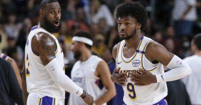 Lebron James plays alongside son Bronny in pre-season outing