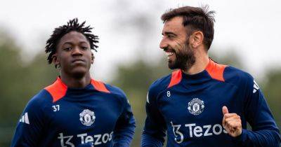 Bruno Fernandes teases Kobbie Mainoo with five-word message after Manchester United return