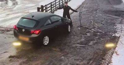 Shocking moment fleeing shoplifter drives into farm worker caught on CCTV - manchestereveningnews.co.uk