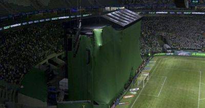 Football fans forced to watch live game from behind a stage as Brazilian club produce madcap concert solution