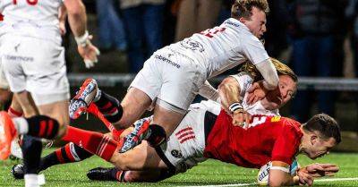 Stuart Maccloskey - John Cooney - Calvin Nash - Shane Daly - Jack Crowley - Tom Farrell - Rory Scannell - Alex Nankivell - Tom Farrell hat-trick sees Ulster denied late on by Munster - breakingnews.ie - Ireland