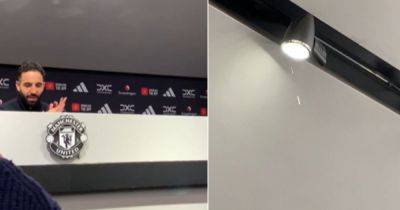 Ruben Amorim's press conference interrupted by leaking ceiling after Manchester United defeat