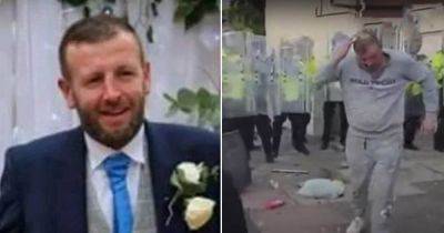 Rioter who went viral after being hit in groin by flying brick while taunting police is jailed