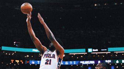 Joel Embiid - Tyrese Maxey - Caleb Martin - Kristaps Porzingis - Jayson Tatum - Jaylen Brown - Derrick White - Joel Embiid shakes off pregame fall, leads Sixers to 118-114 win over Celtics - foxnews.com - state Indiana - state Utah