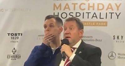 Neil Critchley - Dwight Gayle - David Gray - Lawrence Shankland - Raging Hearts fans derail Lawrence Shankland interview as hospitality host calls out swearing punters for 'starting p***' - dailyrecord.co.uk