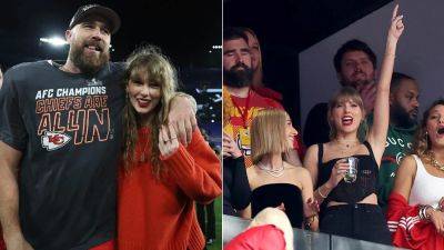 Taylor Swift praised by boyfriend Travis Kelce for chugging drink during the Super Bowl: 'She's a pro'