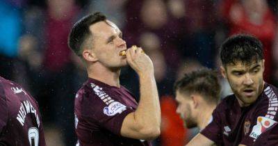 Alan Forrest - Nick Montgomery - Lawrence Shankland - Lawrence Shankland scoffs PIE in Hearts celebration as Hibs missile throwers put in their place - dailyrecord.co.uk - Scotland