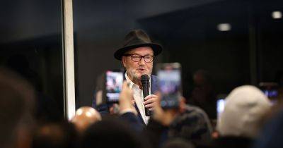 Inside the chaotic George Galloway Rochdale victory party in a Suzuki car showroom