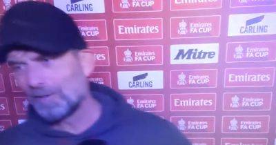 Jurgen Klopp storms out of interview after Manchester United vs Liverpool FA Cup tie