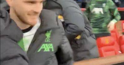Mohamed Salah - Harvey Elliott - Andy Robertson - Andy Robertson laughs off Man United fan abuse as Liverpool hero's smirking reaction to tirade caught on camera - dailyrecord.co.uk - Germany - Scotland