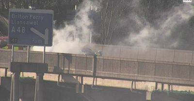Car fire causes long delays on M4