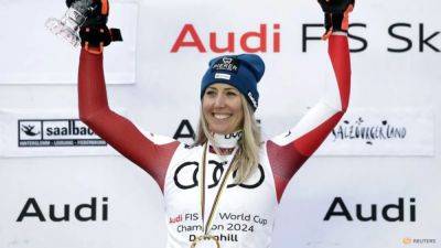 Lindsey Vonn - Sofia Goggia - Mikaela Shiffrin - Alpine skiing-Austria's Huetter denies Gut-Behrami a fourth World Cup globe - channelnewsasia.com - Switzerland - Italy - Usa - Austria - Slovenia