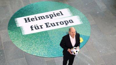 Olaf Scholz - International - Germany's Scholz marks 100-day countdown to Euro 2024 - channelnewsasia.com - Germany - Scotland