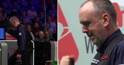 Mark Williams PUNCHES cue in World Snooker Championship frustration before passing it into the front row