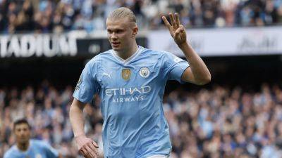 Erling Haaland bags four as City remain on title course