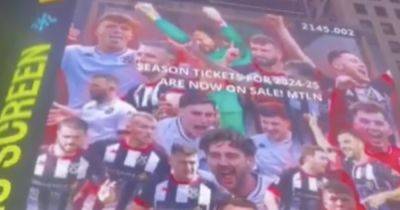 Pollok FC in New York Times Square takeover as Big Apple landmark hit with stunning mega screen season ticket ad