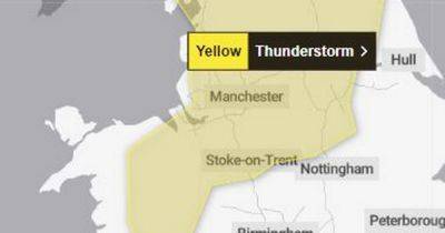 Met Office issues thunderstorm and rain warning for Greater Manchester