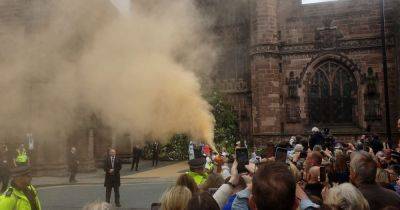 Williams - Duke of Westminster wedding protesters released on bail after arrests outside Chester Cathedral - manchestereveningnews.co.uk - county Chester