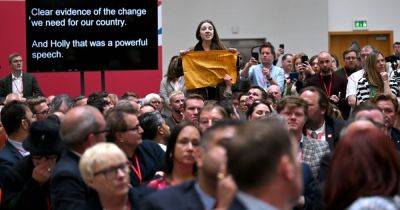 Keir Starmer's election manifesto launch in Manchester dramatically halted by protester