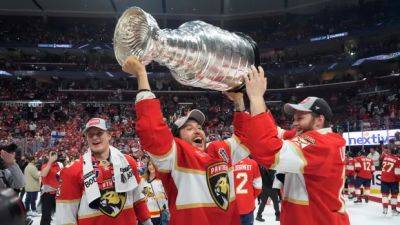 Six Nations, Ont., celebrates as local player Brandon Montour hoists the Stanley Cup