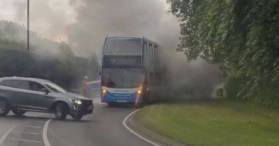 Traffic chaos as major road shuts after Stagecoach bus catches fire - manchestereveningnews.co.uk - county Lane