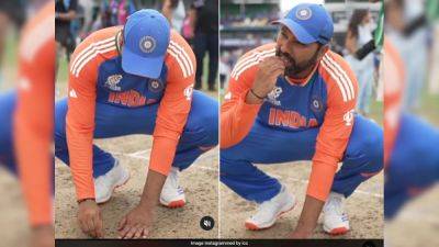 Rohit Sharma Eats Sand From Barbados Pitch After India's T20 World Cup Triumph, Video Goes Viral