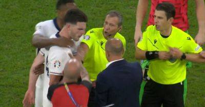 Luke Shaw - Jude Bellingham - Gareth Southgate - Francesco Calzona - Rasmus Hojlund - Why Declan Rice was pushed and left fuming by Slovakia manager after England Euro 2024 win - manchestereveningnews.co.uk - Britain - Switzerland - Slovakia