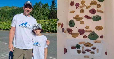 Doting dad transforms stairs into climbing wall for son who wants to be a professional rock climber - manchestereveningnews.co.uk