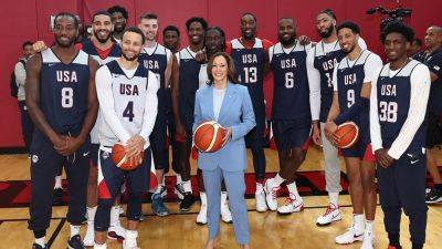 Vice President Kamala Harris encourages US men's basketball to 'bring back the gold' as Paris Olympics loom