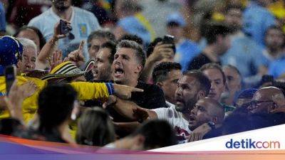 Darwin Núñez - Jefferson Lerma - James Rodriguez - Viral Darwin Nunez Adu Jotos dengan Fans Kolombia di Copa America 2024 - sport.detik.com - Uruguay