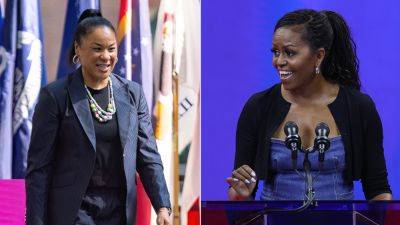 South Carolina coach Dawn Staley asks Barack Obama to 'borrow' wife Michelle for '4 short years'