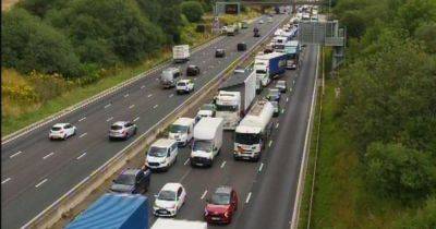 Huge queues build on M62 amid crash with 'person trapped' in HGV