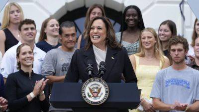 Harris makes no reference to presidential bid as she praises Biden's 'unmatched' legacy