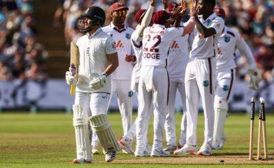Zak Crawley - Chris Woakes - Joshua Da-Silva - Jayden Seales - Kraigg Brathwaite - Gus Atkinson - West Indies' Treble Strike Rocks England In Third Test - sports.ndtv.com