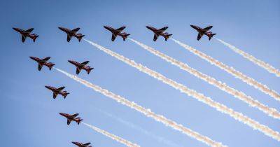 What time will you be able to see the Red Arrows over Greater Manchester on Sunday?