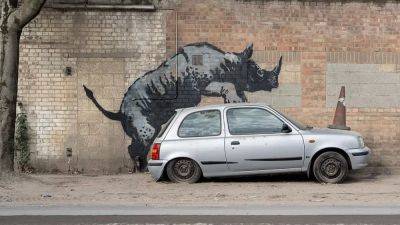 Rhino gets frisky with a Nissan: Banksy reveals eighth artwork in London animal series - euronews.com